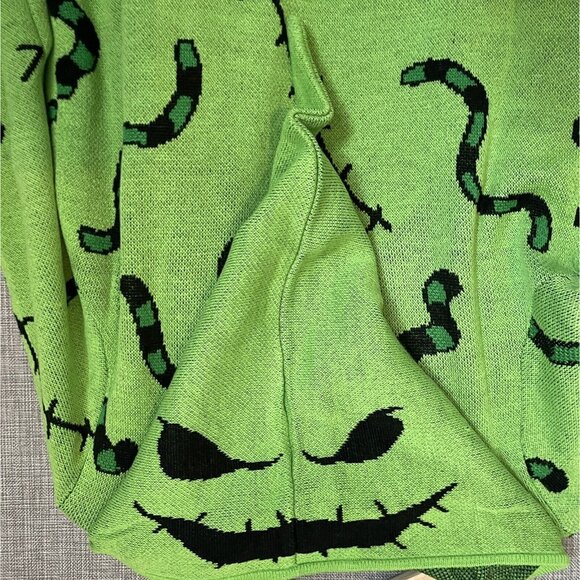 Nightmare Before Christmas Sweater Women Small Oogie Boogie Drape Cardigan Green - Picture 7 of 11